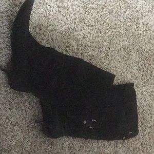 Below knee suede boots